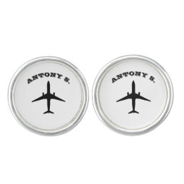 Jet Airplane / Pilots Gifts Personalized Cufflinks
