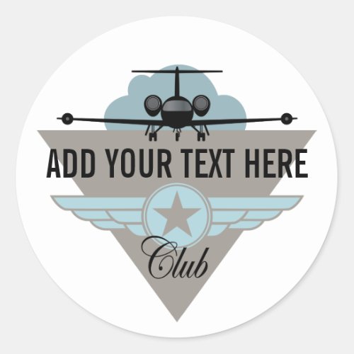 Jet Airplane Wing Club Classic Round Sticker