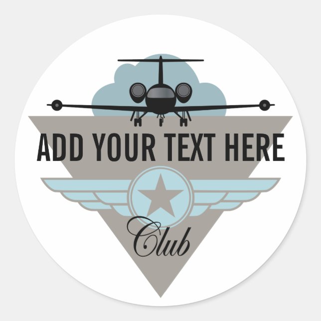 Jet Airplane Wing Club Classic Round Sticker (Front)