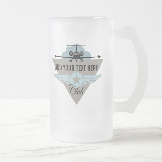Jet Airplane Wing Club Frosted Glass Beer Mug (Right)