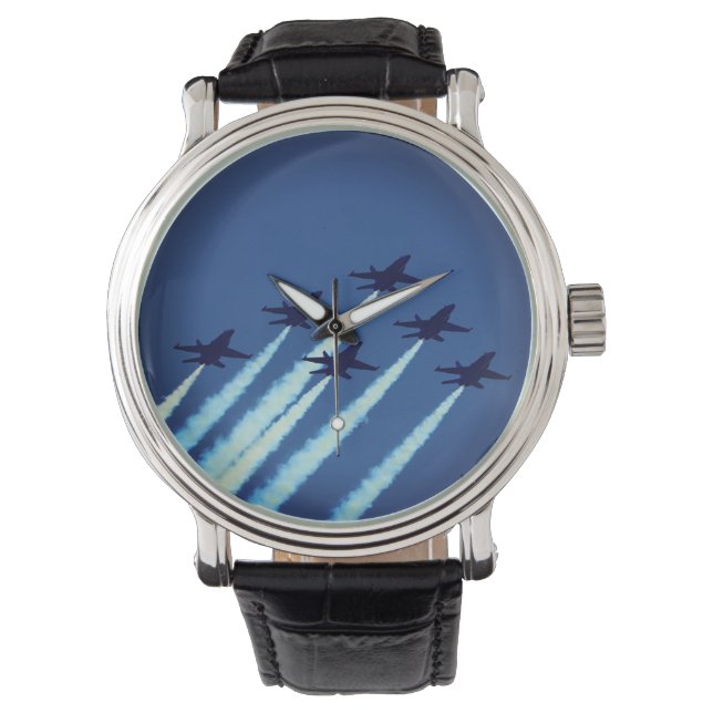 Jet Airplanes Flying in Formation Blue Angels Watch (Front)