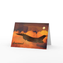 Jet and Full Moon Military Service Thank You Card