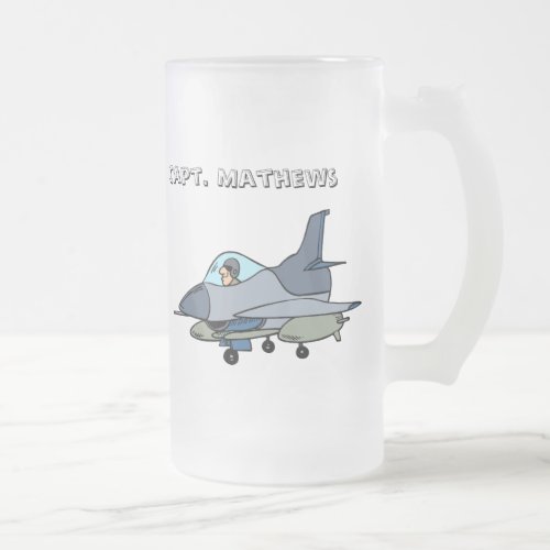 Jet and Pilot Frosted Glass Beer Mug