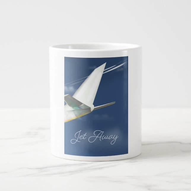 Jet Away travel poster. Giant Coffee Mug (Front)