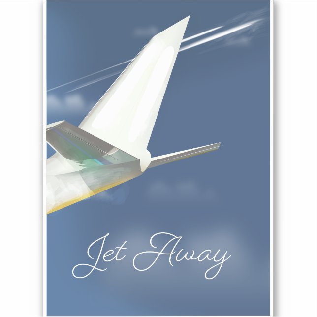 Jet Away travel poster. Sticker (Front)