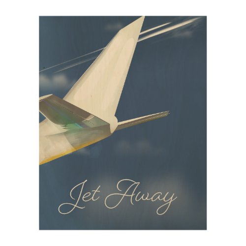 Jet Away travel poster Wood Wall Art