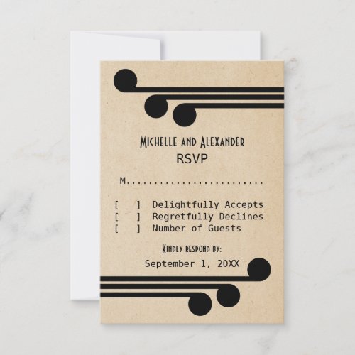 Jet Black Deco Chic Response Card Personalized Invitations