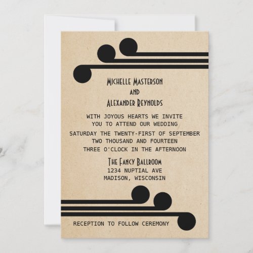 Jet Black Deco Chic Wedding Invite