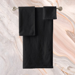 Jet Black Solid Color Bath Towel Set
