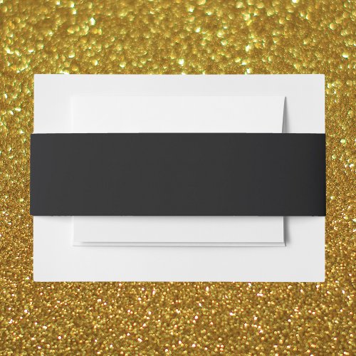 Jet Black Solid Color Invitation Belly Band