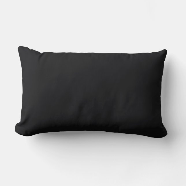 Jet Black Solid Color Lumbar Pillow (Front)