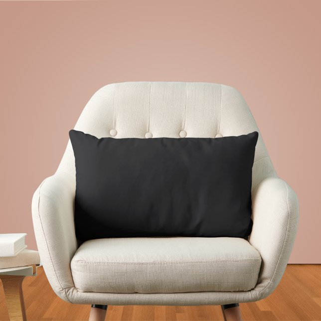 Jet Black Solid Color Lumbar Pillow (Creator Uploaded)