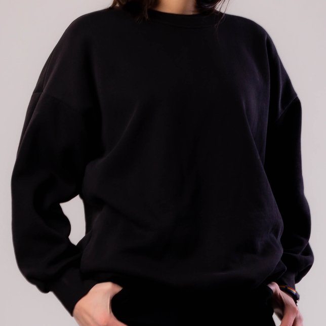 Jet Black Solid Color Simple Minimalist Sweatshirt (jet black solid color sweatshirt for women)