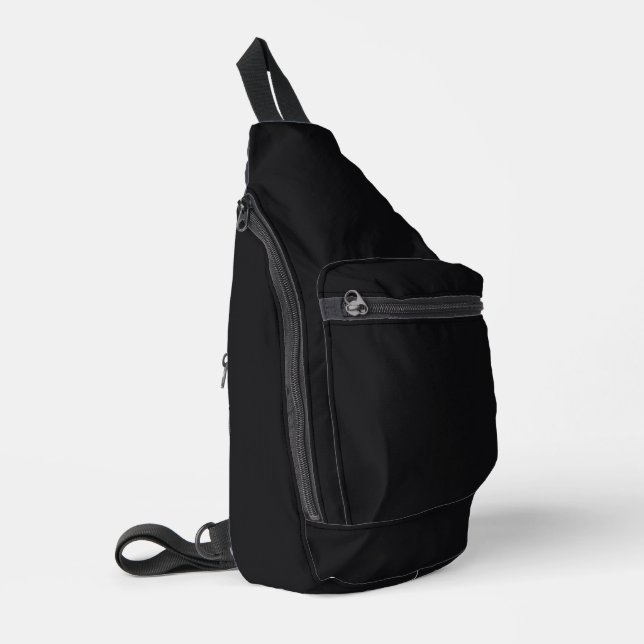 Jet Black Solid Color Sling Bag (Left Corner)