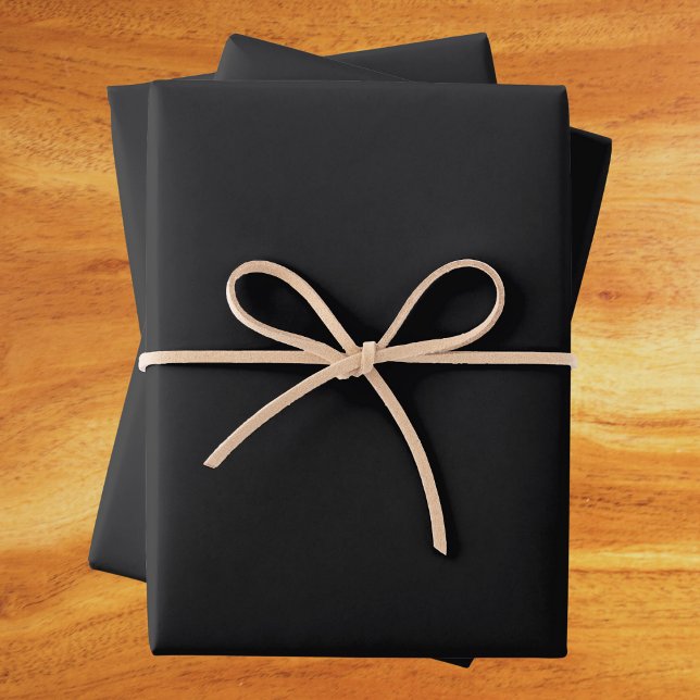 Jet Black Solid Color Wrapping Paper Sheets (Creator Uploaded)