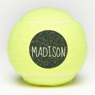 Jet Black Super Cute Custom Name Tennis Balls