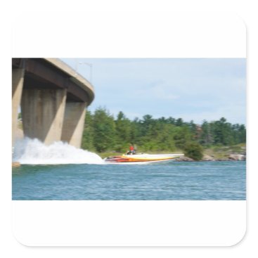 Jet Boats on a run, St Joseph Island Square Sticker Jet Boats on a run, St Joseph Island Square Sticker