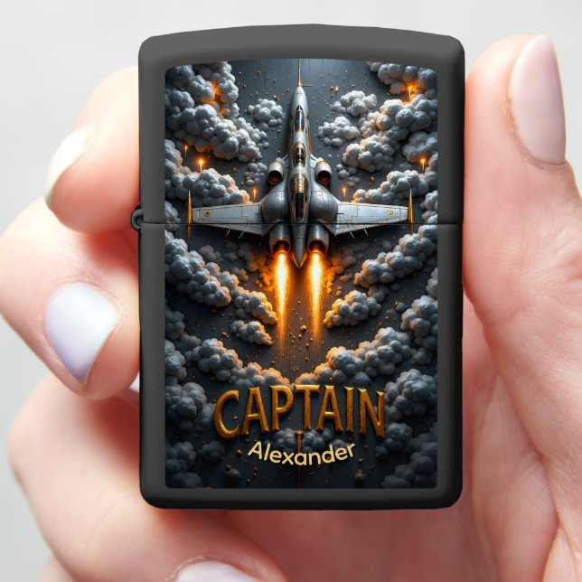 Jet Captain's Vertical Ascent Commander Gift Zippo Lighter (In Hand)