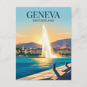 Jet d'Eau Switzerland Postcard