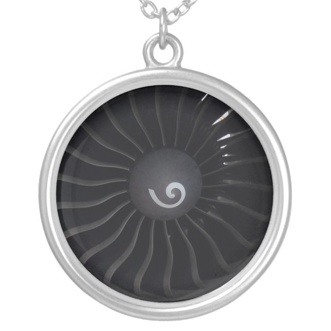 Jet Engine Silver Plated Necklace (Front)