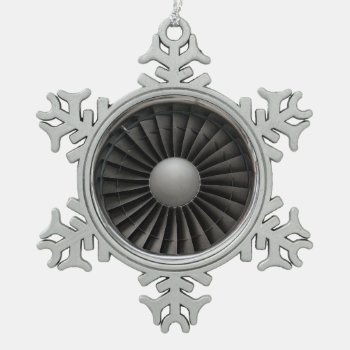 Jet Engine Turbine Fan Snowflake Pewter Christmas Ornament by GigaPacket at Zazzle