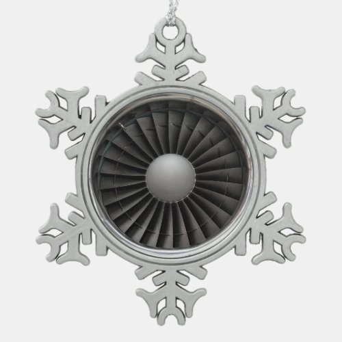 Jet Engine Turbine Fan Snowflake Pewter Christmas Ornament