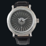 Jet Engine Turbine Fan Watch<br><div class="desc">Front view of a modern jet turbine engine showing the fan blades and shiny silver engine cowling.</div>