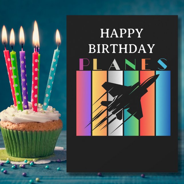 Jet Fighter Airplane Planes Fun Aviation Birthday (Front)