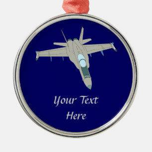 Jet Fighter F18 Hornet Design Metal Ornament