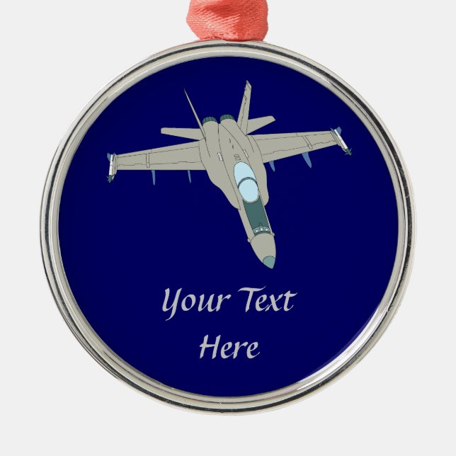 Jet Fighter F18 Hornet Design Metal Ornament (Front)