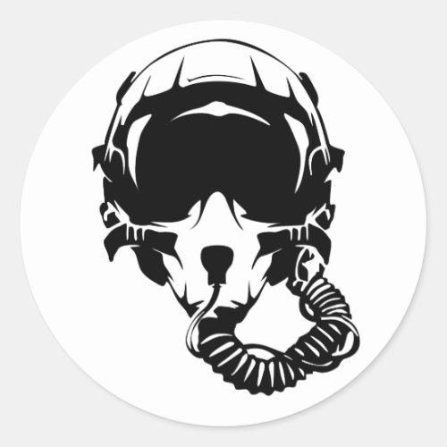 Jet pilot helmet classic round sticker