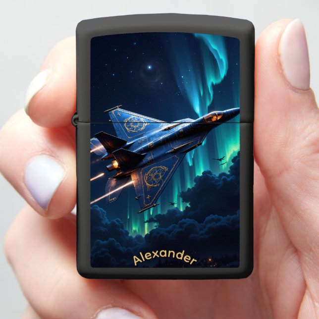 Jet Pilot's Aurora Guardian Flight Gift Zippo Lighter (In Hand)