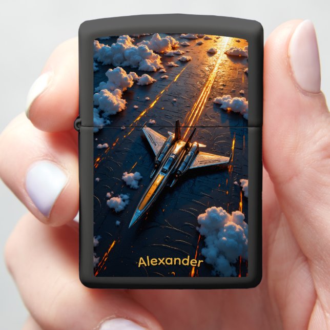Jet Pilot's Blazing Runway Departure Gift Zippo Lighter (In Hand)