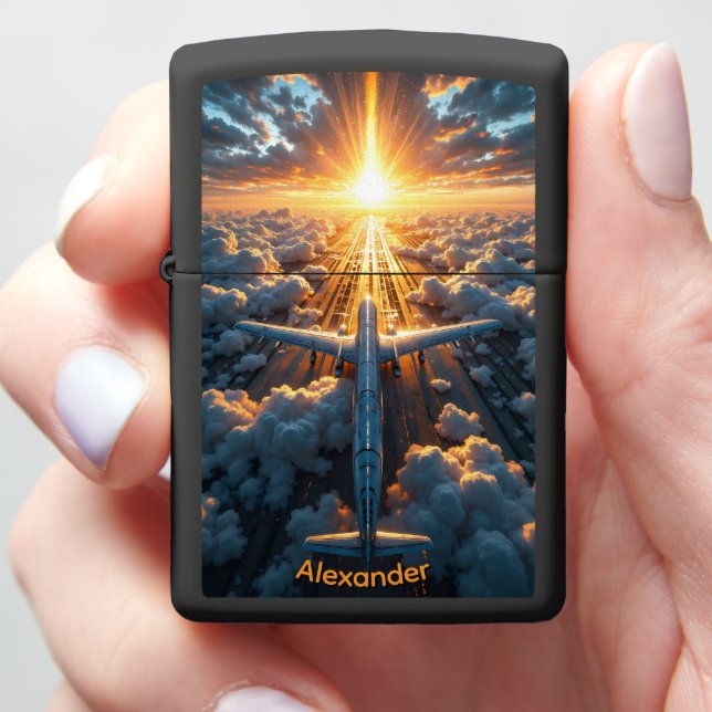 Jet Pilot's Blazing Runway Landing Gift Zippo Lighter (In Hand)