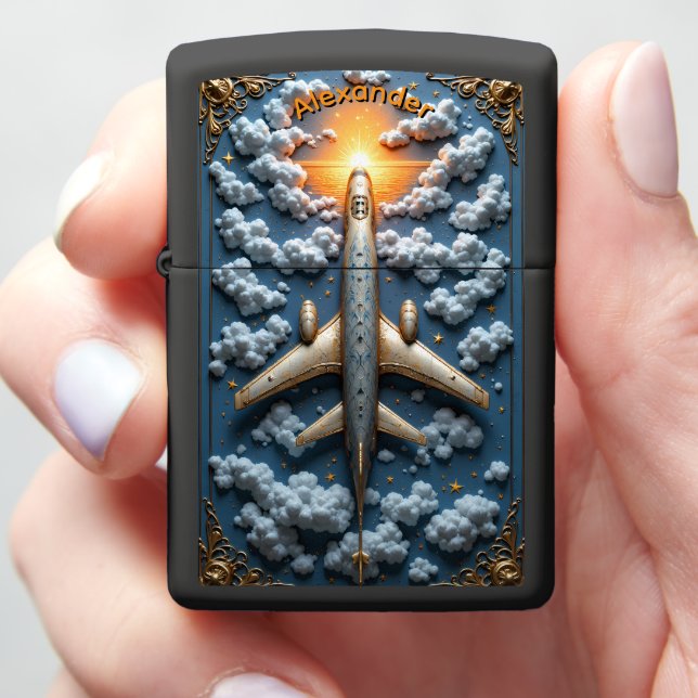 Jet Pilot's Celestial Horizon Keepsake Gift Zippo Lighter (In Hand)