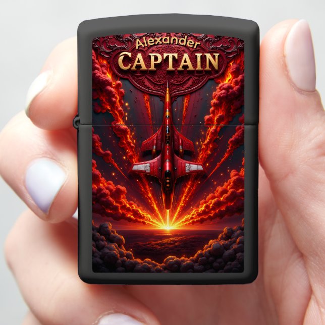 Jet Pilot's Crimson Ascent Glory Gift Zippo Lighter (In Hand)