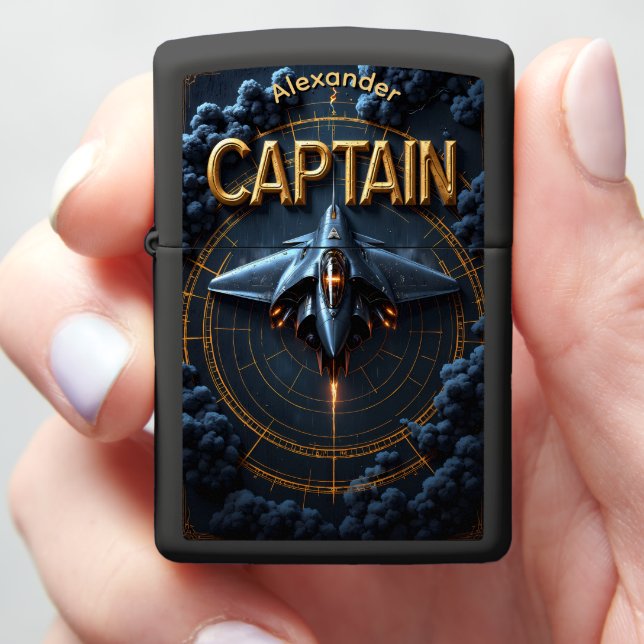 Jet Pilot's Dark Command Compass Gift Zippo Lighter (In Hand)