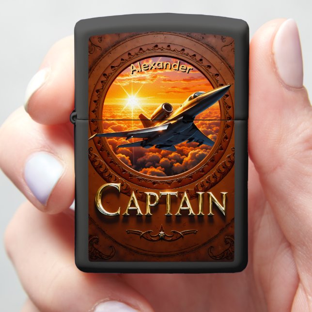 Jet Pilot's Golden Cloud Commander Gift Zippo Lighter (In Hand)