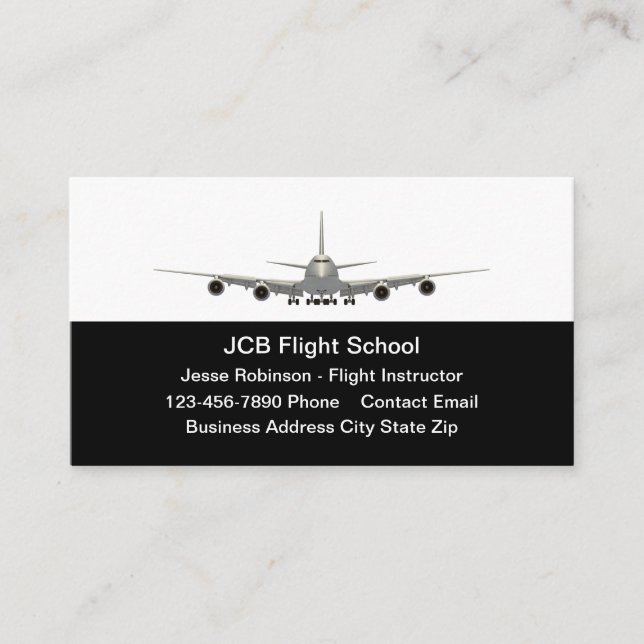 Jet Plan Flight School Theme Business Cards (Front)
