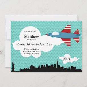 Jet Plane Birthday theme (Blue) Invitation