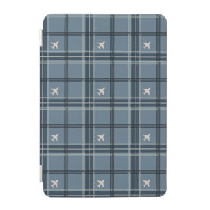 Jet Plane Colonial Blue Tartan Plaid iPad Mini Cover