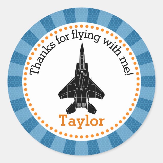 Jet Plane Favor Sticker (Boys Birthday Party) (Front)