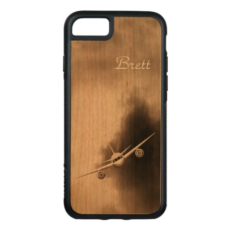 Jet Plane In Sky Pilot Wooden Carved Iphone 8/7 Case