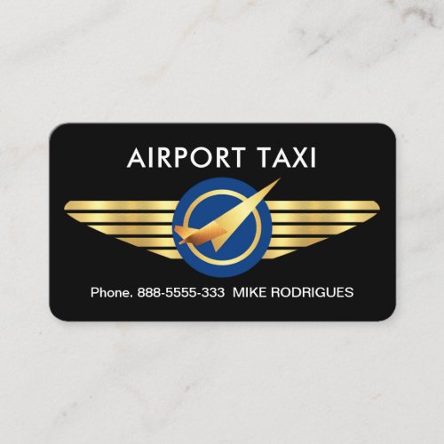 Jet Plane On Gold Wings Business Card