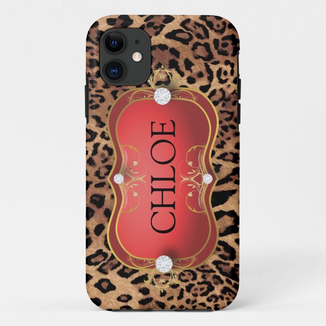 Jet Red Ciao Bella Leopard Phone Case (Back)