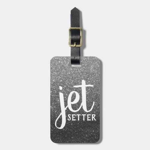 Jet Setter Traveler Silver Glitter Travel Queen Luggage Tag