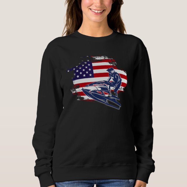 Jet Ski American USA Flag Jetski Rider Sweatshirt (Front)