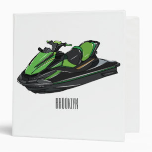 Jet ski cartoon illustration 3 ring binder