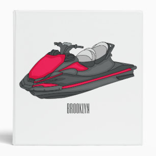 Jet ski cartoon illustration 3 ring binder