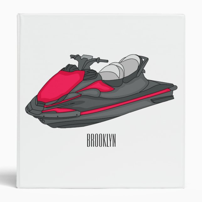 Jet ski cartoon illustration 3 ring binder (Front)